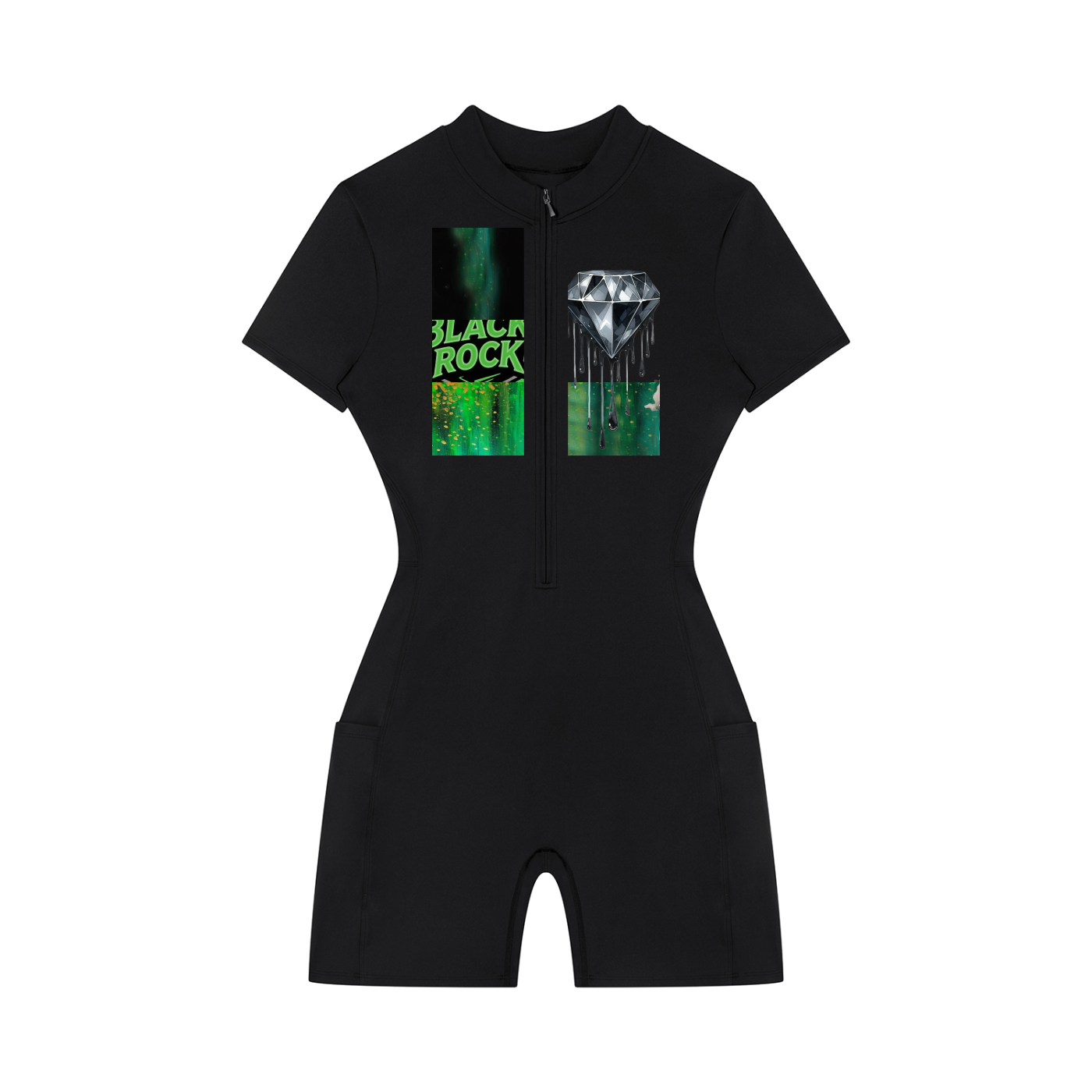 Women's Quarter-Zip Short Sleeve Romper