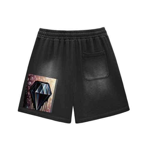 Sun Fade Raw Edge Cotton Shorts