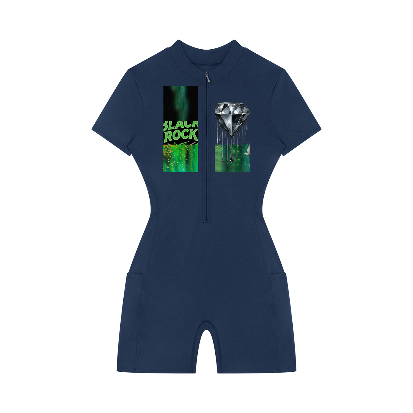 Women's Quarter-Zip Short Sleeve Romper