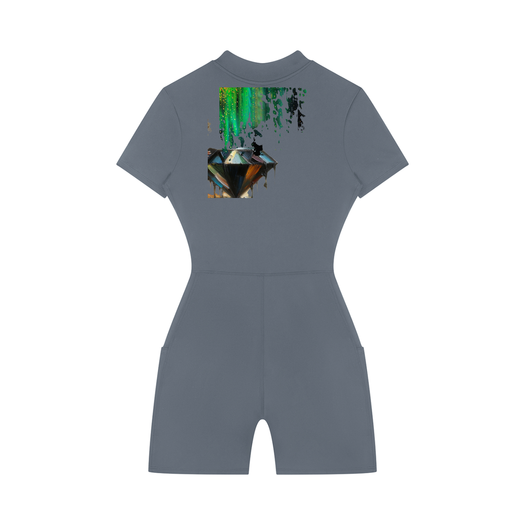 Women's Quarter-Zip Short Sleeve Romper