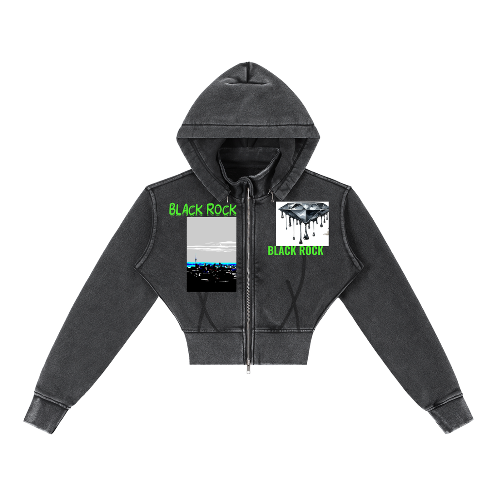 Vintage Washed Cropped Fleece Hoodie