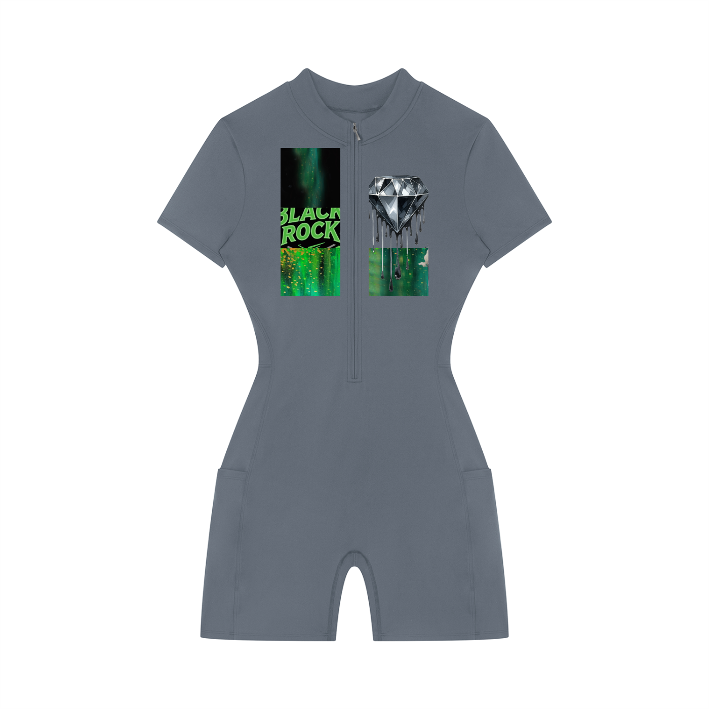 Women's Quarter-Zip Short Sleeve Romper