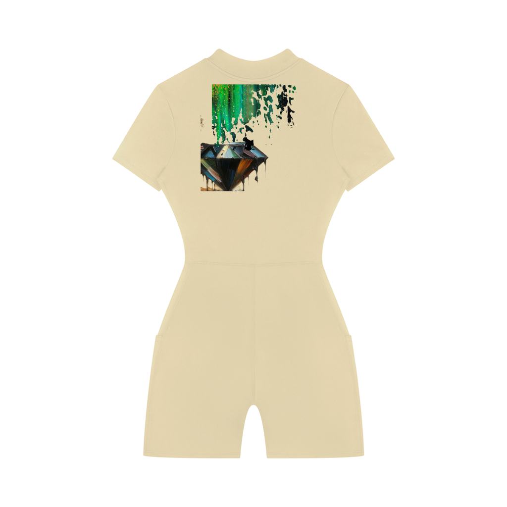 Women's Quarter-Zip Short Sleeve Romper