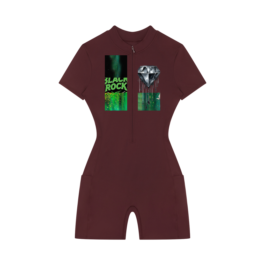 Women's Quarter-Zip Short Sleeve Romper