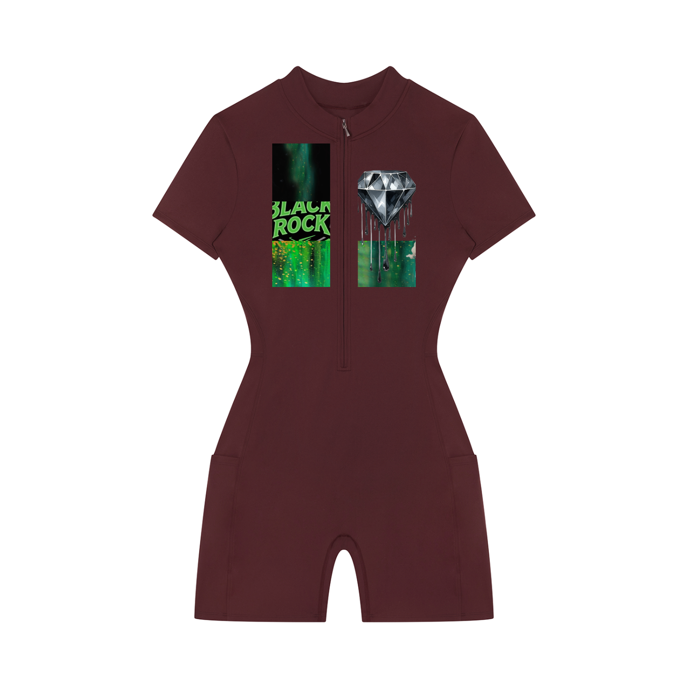 Women's Quarter-Zip Short Sleeve Romper