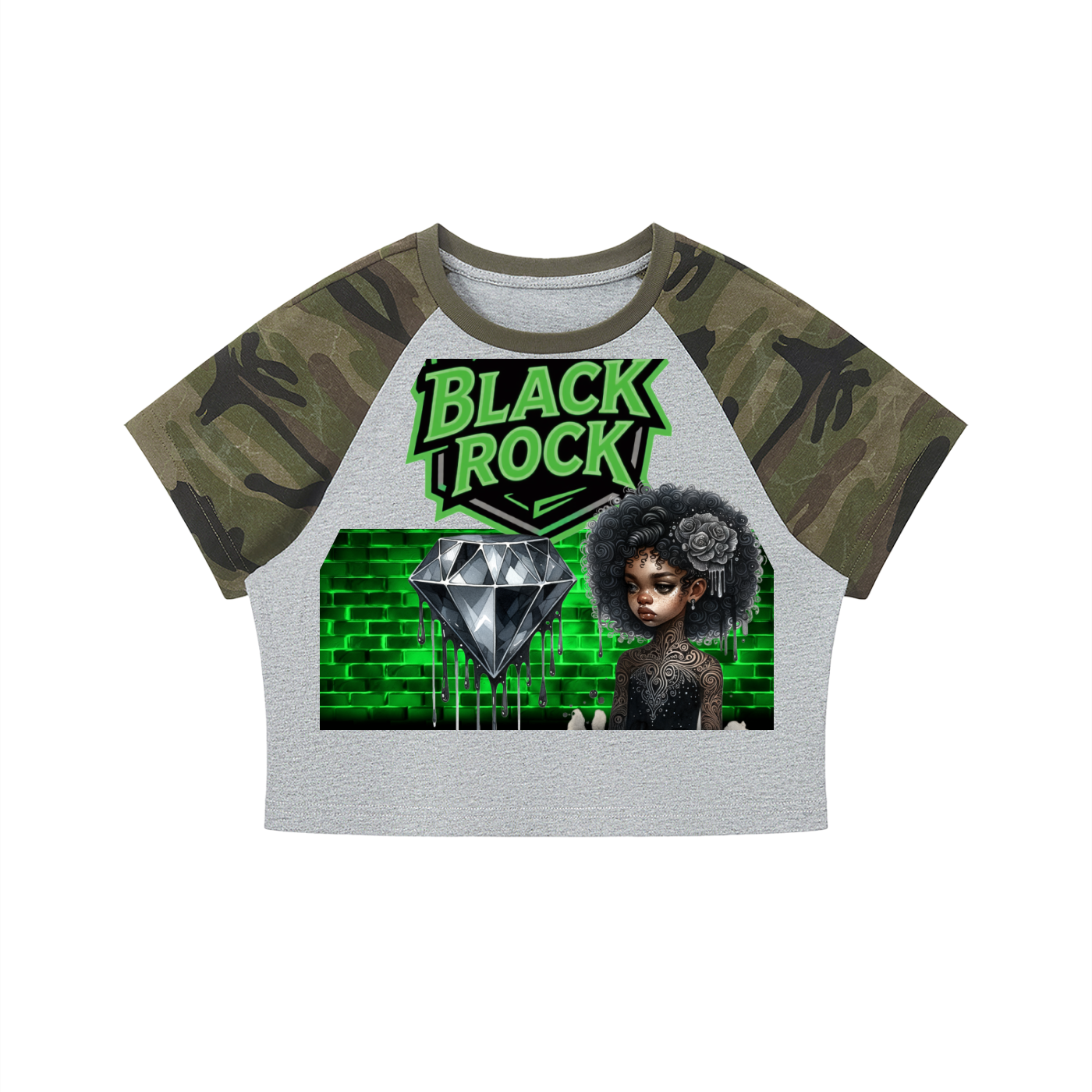 Women’s Camo Raglan Crop T-Shirt