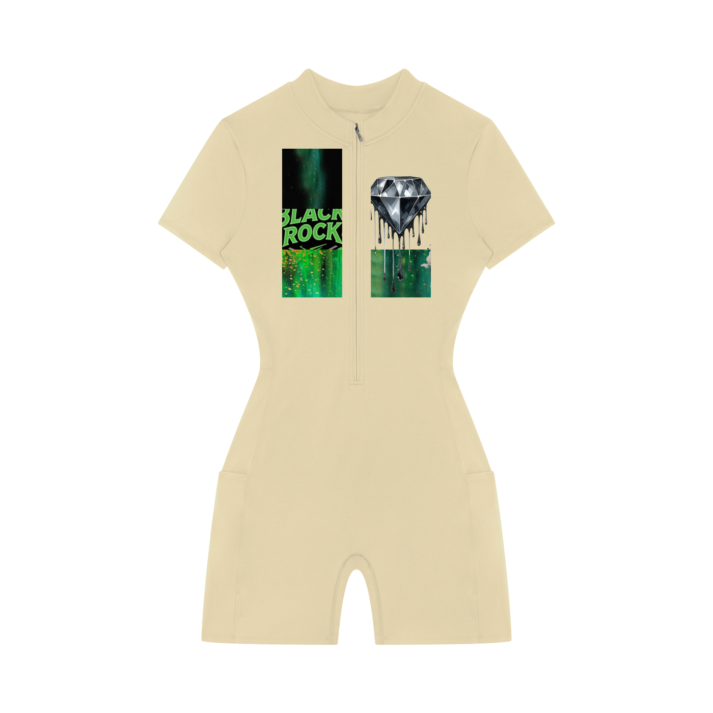 Women's Quarter-Zip Short Sleeve Romper