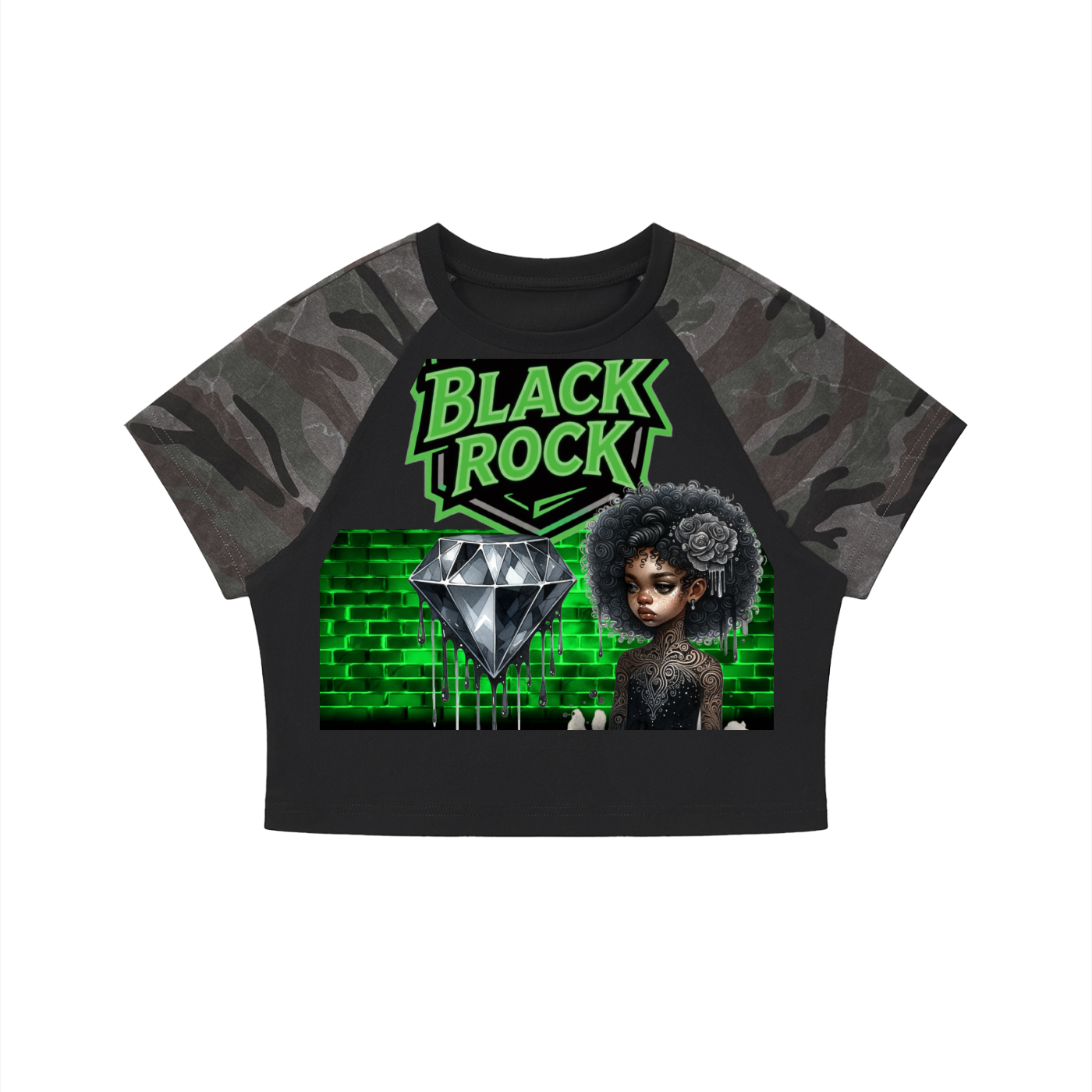 Women’s Camo Raglan Crop T-Shirt